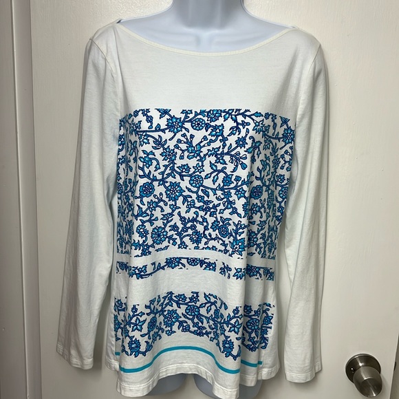 Old Navy Tops - Old Navy Floral Print Long Sleeve Boat Neck Tee. NWOT Size Large